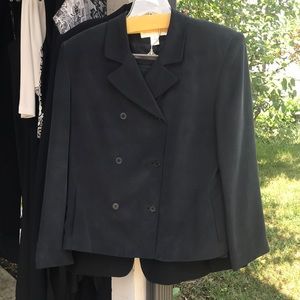 Black Jones New York silk skirt suit.